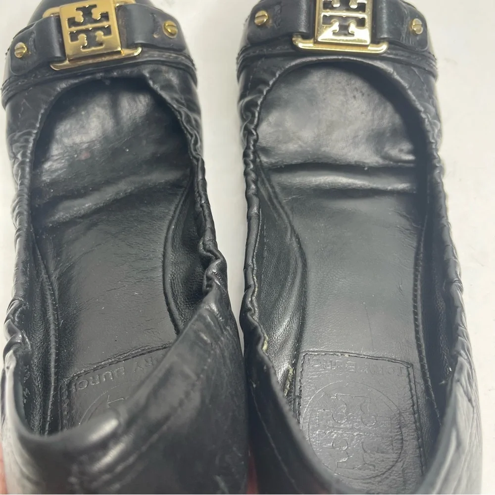 Tory Burch Black Ambrose Mestico Finni Leather Ballet Flat Size 5.5 Classic